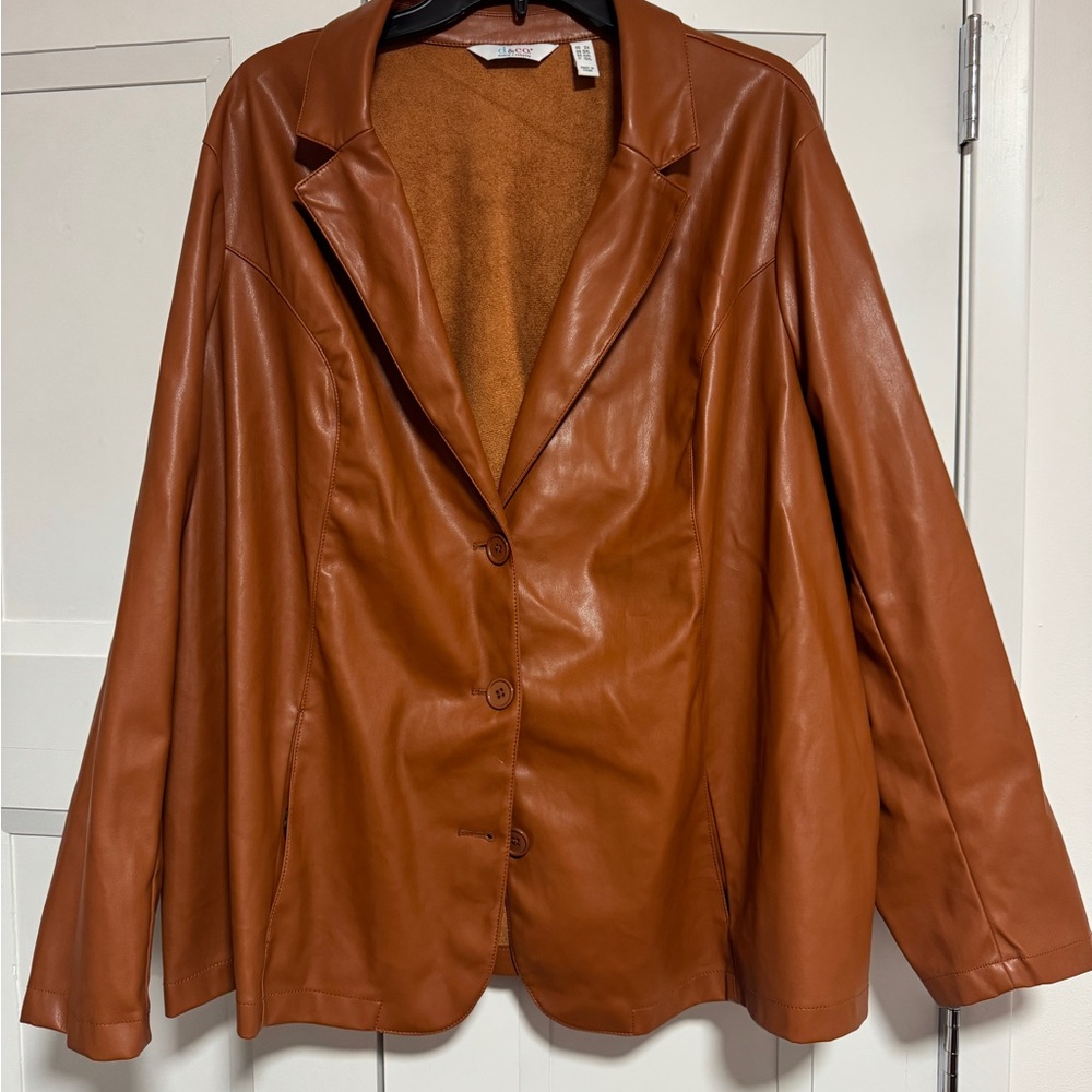 Women's Brown Fake Leather Jacket